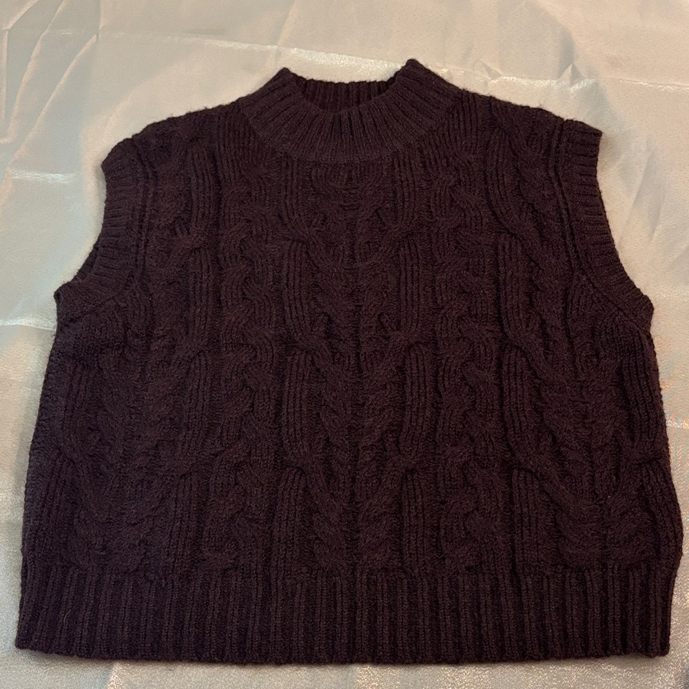a new day Dark Brown Cable Knit Sleeveless Sweater